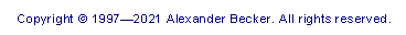 Textfeld:  Copyright © 1997—2021 Alexander Becker. All rights reserved.