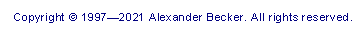 Textfeld:  Copyright © 1997—2021 Alexander Becker. All rights reserved.